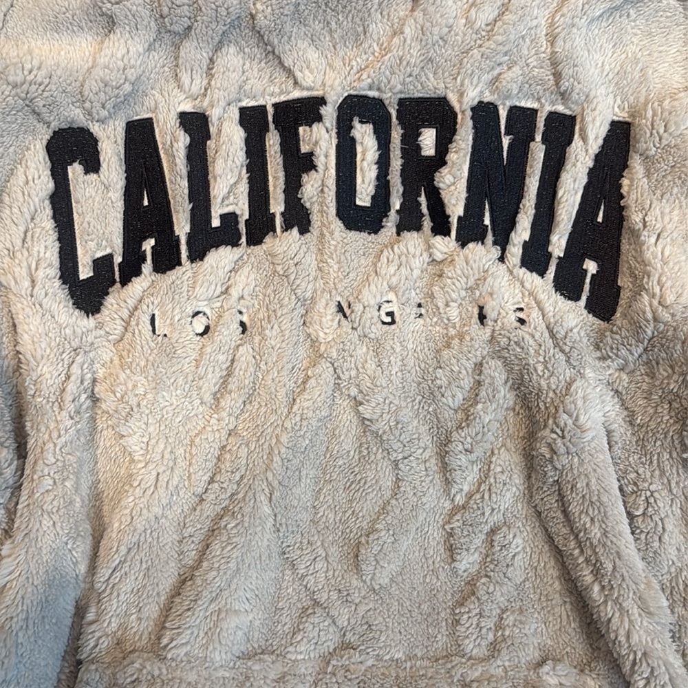 NWT! Large CALIFORNIA Los Angeles Light Gray Fleece Hoodie - Picture 3 of 8